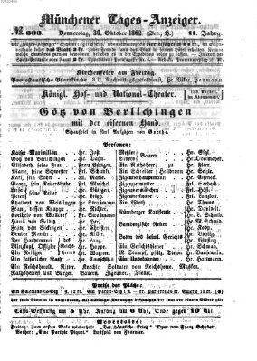 Münchener Tages-Anzeiger Donnerstag 30. Oktober 1862