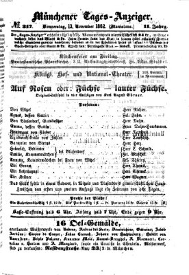 Münchener Tages-Anzeiger Donnerstag 13. November 1862