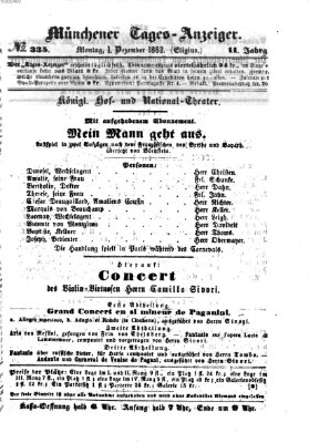 Münchener Tages-Anzeiger Montag 1. Dezember 1862