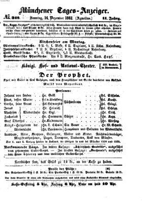 Münchener Tages-Anzeiger Sonntag 14. Dezember 1862