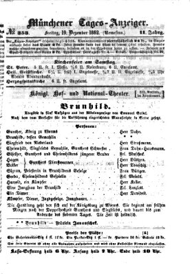 Münchener Tages-Anzeiger Freitag 19. Dezember 1862