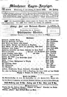 Münchener Tages-Anzeiger Freitag 2. Januar 1863