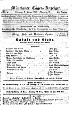 Münchener Tages-Anzeiger Mittwoch 7. Januar 1863