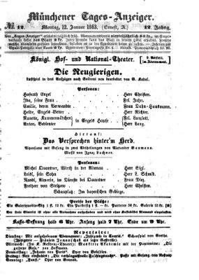 Münchener Tages-Anzeiger Montag 12. Januar 1863