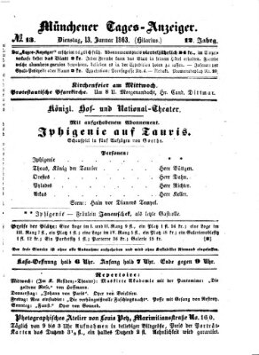 Münchener Tages-Anzeiger Dienstag 13. Januar 1863