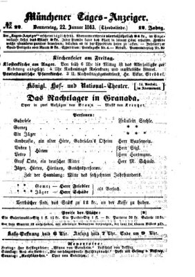 Münchener Tages-Anzeiger Donnerstag 22. Januar 1863