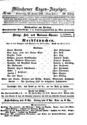 Münchener Tages-Anzeiger Donnerstag 29. Januar 1863