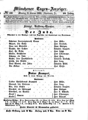 Münchener Tages-Anzeiger Montag 9. Februar 1863