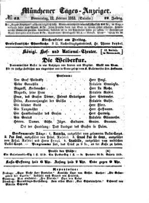 Münchener Tages-Anzeiger Donnerstag 12. Februar 1863