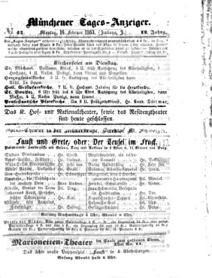 Münchener Tages-Anzeiger Montag 16. Februar 1863