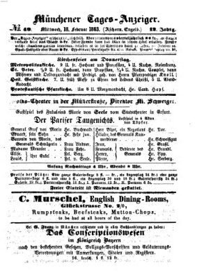 Münchener Tages-Anzeiger Mittwoch 18. Februar 1863