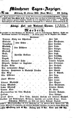 Münchener Tages-Anzeiger Mittwoch 25. Februar 1863