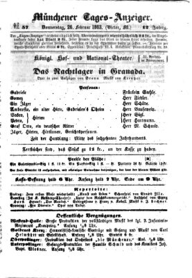 Münchener Tages-Anzeiger Donnerstag 26. Februar 1863