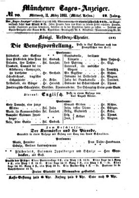 Münchener Tages-Anzeiger Mittwoch 11. März 1863