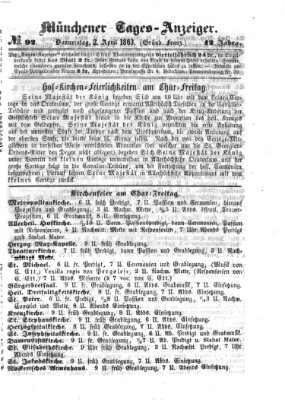 Münchener Tages-Anzeiger Donnerstag 2. April 1863