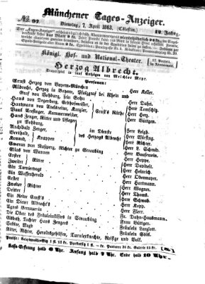 Münchener Tages-Anzeiger Dienstag 7. April 1863