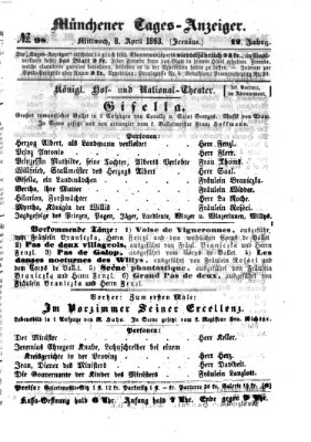 Münchener Tages-Anzeiger Mittwoch 8. April 1863