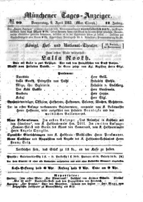 Münchener Tages-Anzeiger Donnerstag 9. April 1863