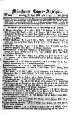 Münchener Tages-Anzeiger Samstag 11. April 1863