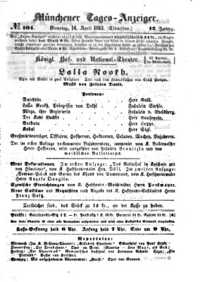 Münchener Tages-Anzeiger Dienstag 14. April 1863