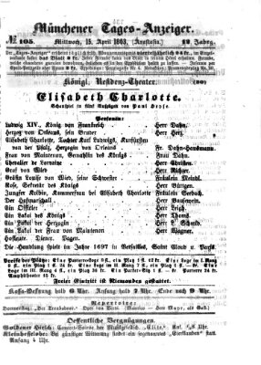 Münchener Tages-Anzeiger Mittwoch 15. April 1863