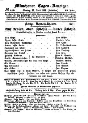 Münchener Tages-Anzeiger Montag 20. April 1863