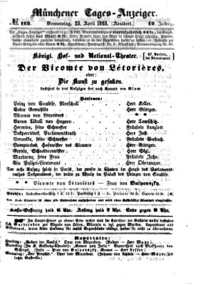 Münchener Tages-Anzeiger Donnerstag 23. April 1863