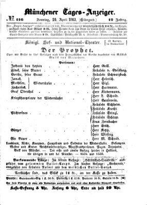 Münchener Tages-Anzeiger Sonntag 26. April 1863