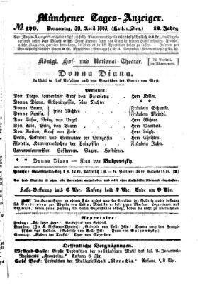 Münchener Tages-Anzeiger Donnerstag 30. April 1863