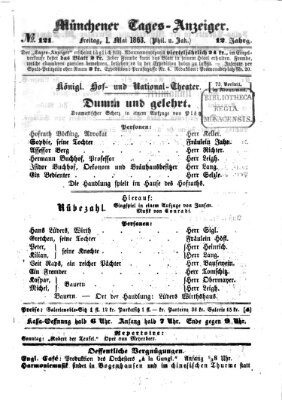 Münchener Tages-Anzeiger Freitag 1. Mai 1863