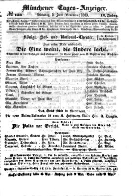 Münchener Tages-Anzeiger Dienstag 2. Juni 1863