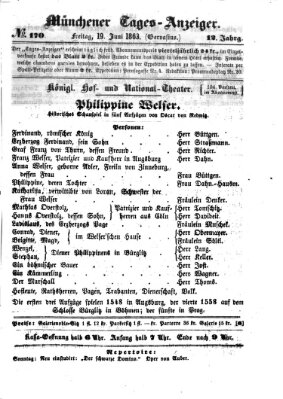 Münchener Tages-Anzeiger Freitag 19. Juni 1863