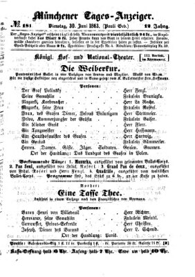 Münchener Tages-Anzeiger Dienstag 30. Juni 1863