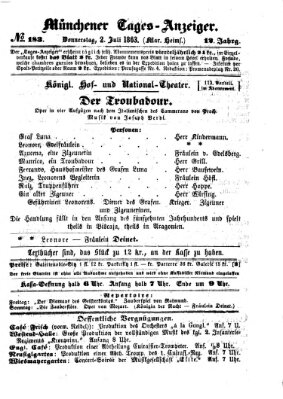 Münchener Tages-Anzeiger Donnerstag 2. Juli 1863