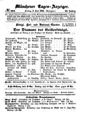 Münchener Tages-Anzeiger Freitag 3. Juli 1863