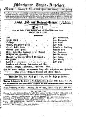 Münchener Tages-Anzeiger Sonntag 2. August 1863