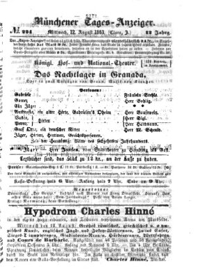 Münchener Tages-Anzeiger Mittwoch 12. August 1863