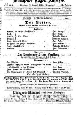 Münchener Tages-Anzeiger Montag 17. August 1863