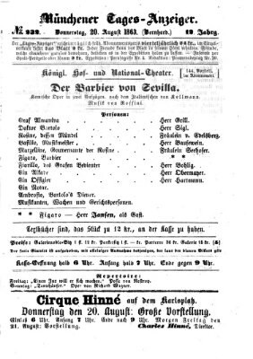 Münchener Tages-Anzeiger Donnerstag 20. August 1863