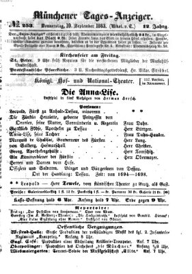 Münchener Tages-Anzeiger Donnerstag 10. September 1863