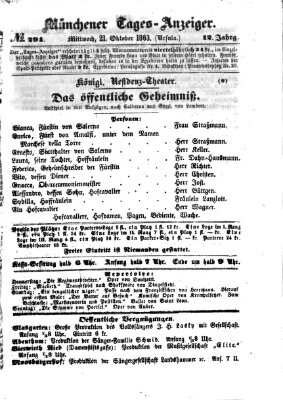 Münchener Tages-Anzeiger Mittwoch 21. Oktober 1863