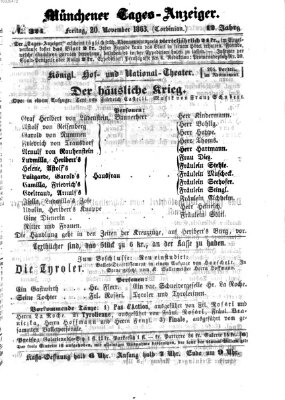 Münchener Tages-Anzeiger Freitag 20. November 1863