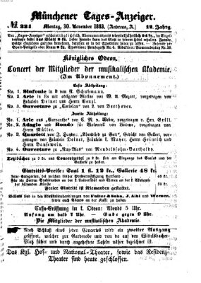 Münchener Tages-Anzeiger Montag 30. November 1863