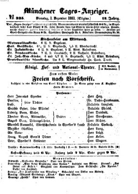 Münchener Tages-Anzeiger Dienstag 1. Dezember 1863