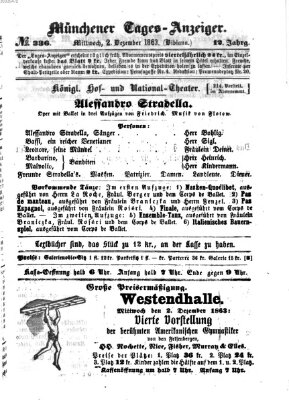 Münchener Tages-Anzeiger Mittwoch 2. Dezember 1863