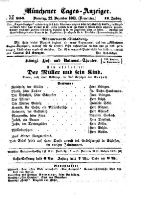 Münchener Tages-Anzeiger Dienstag 22. Dezember 1863