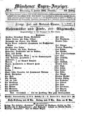 Münchener Tages-Anzeiger Donnerstag 7. Januar 1864