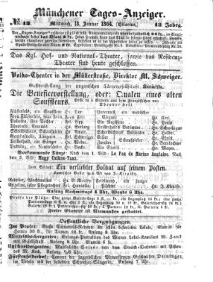 Münchener Tages-Anzeiger Mittwoch 13. Januar 1864