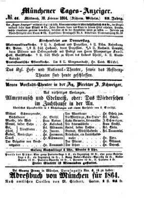 Münchener Tages-Anzeiger Mittwoch 10. Februar 1864