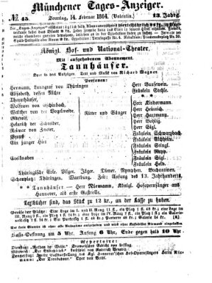 Münchener Tages-Anzeiger Sonntag 14. Februar 1864